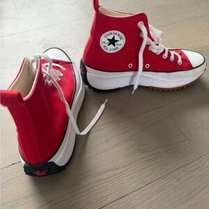 Converse Red Canvas platform hike run $140